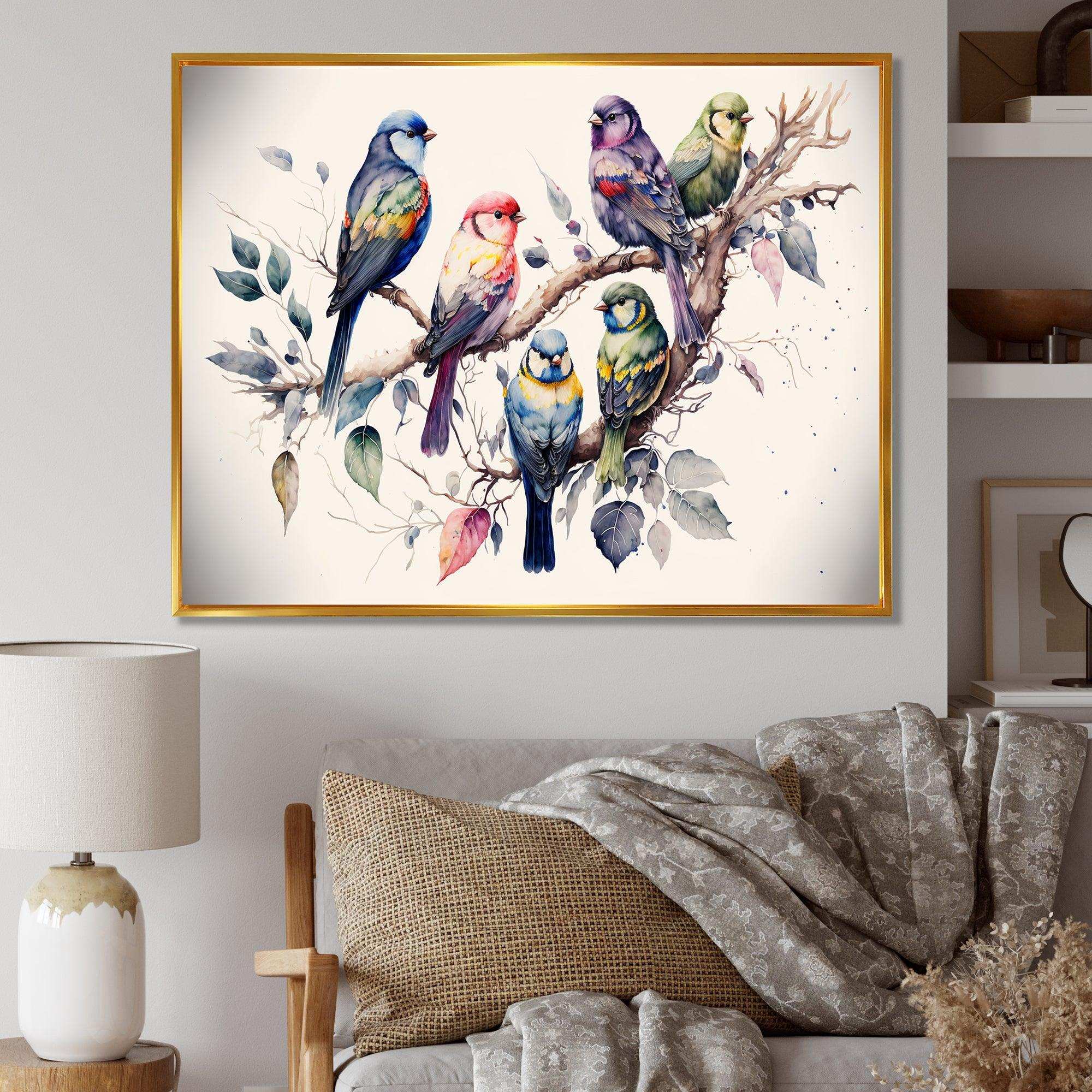 Multicolor Birds On Plum Blossoms Tree XVIII