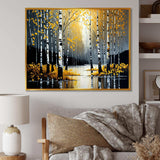 Monochrome Golden Birch Trees By The River V