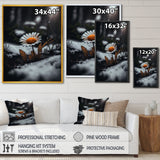 A Blooming Orange Daisy Flower In Winter I Framed Canvas Vibrant Gold - 1.5Thick