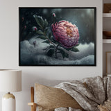 A Blooming Pink Peony Flower In Winter III Framed Canvas Vibrant Gold - 1.5Thick