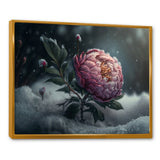 A Blooming Pink Peony Flower In Winter III Framed Canvas Vibrant Gold - 1.5Thick