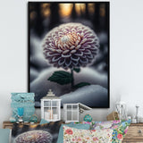 A Blooming Purple Dahlia Flower In Winter V Framed Canvas Vibrant Gold - 1.5Thick