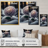 A Blooming Purple Dahlia Flower In Winter V Framed Canvas Vibrant Gold - 1.5Thick