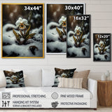 A Blooming White Orchid Flower In Winter II Framed Canvas Vibrant Black - 1.5Thick