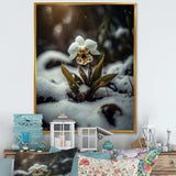 A Blooming White Orchid Flower In Winter II Canvas Canvas