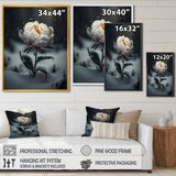 A Blooming White Peony Flower In Winter II Framed Canvas Vibrant Gold - 1.5Thick