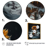 A Blooming Yellow And Orange Sunflower Winter I Framed Canvas Vibrant Gold - 1.5Thick