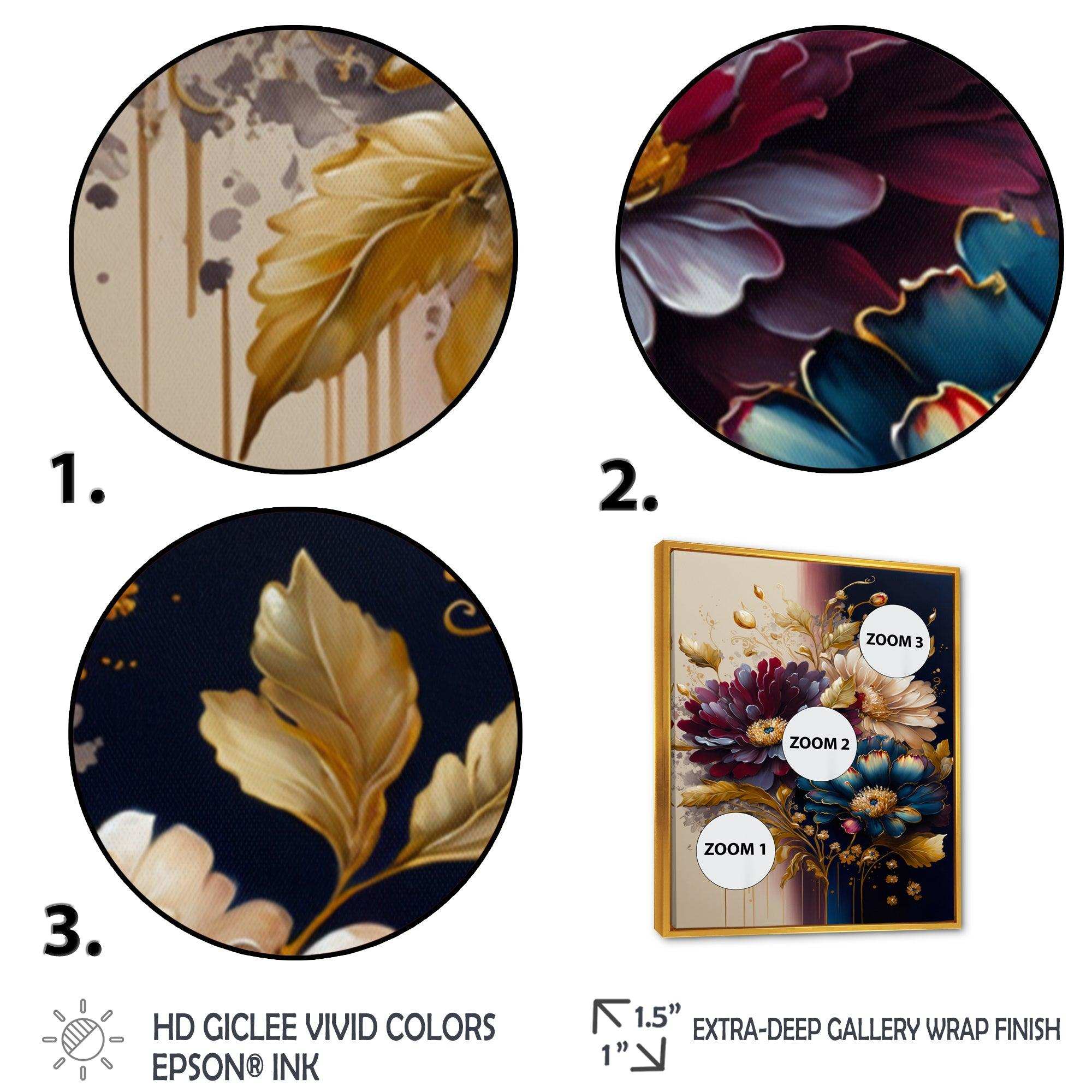 Burgundy And Blue Daisy Bunch III