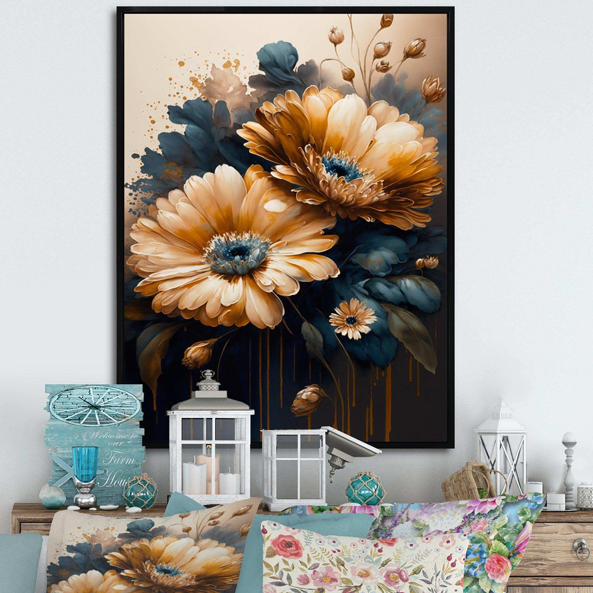 Light Orange And Dark Blue Daisy I