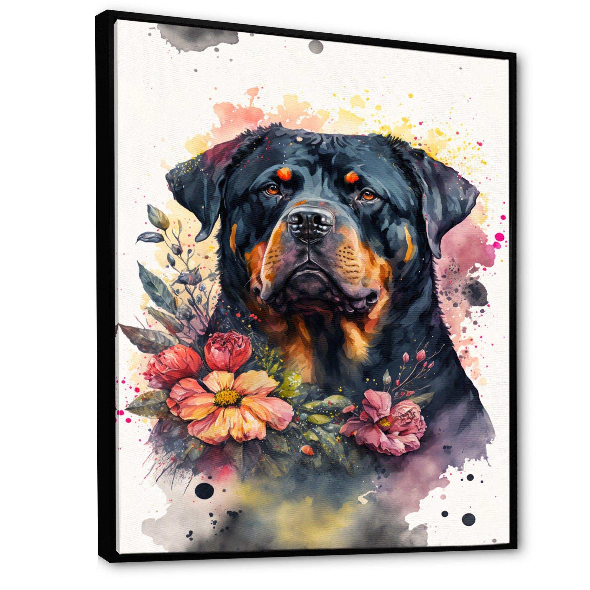 Cute Rottweilers Floral Art I
