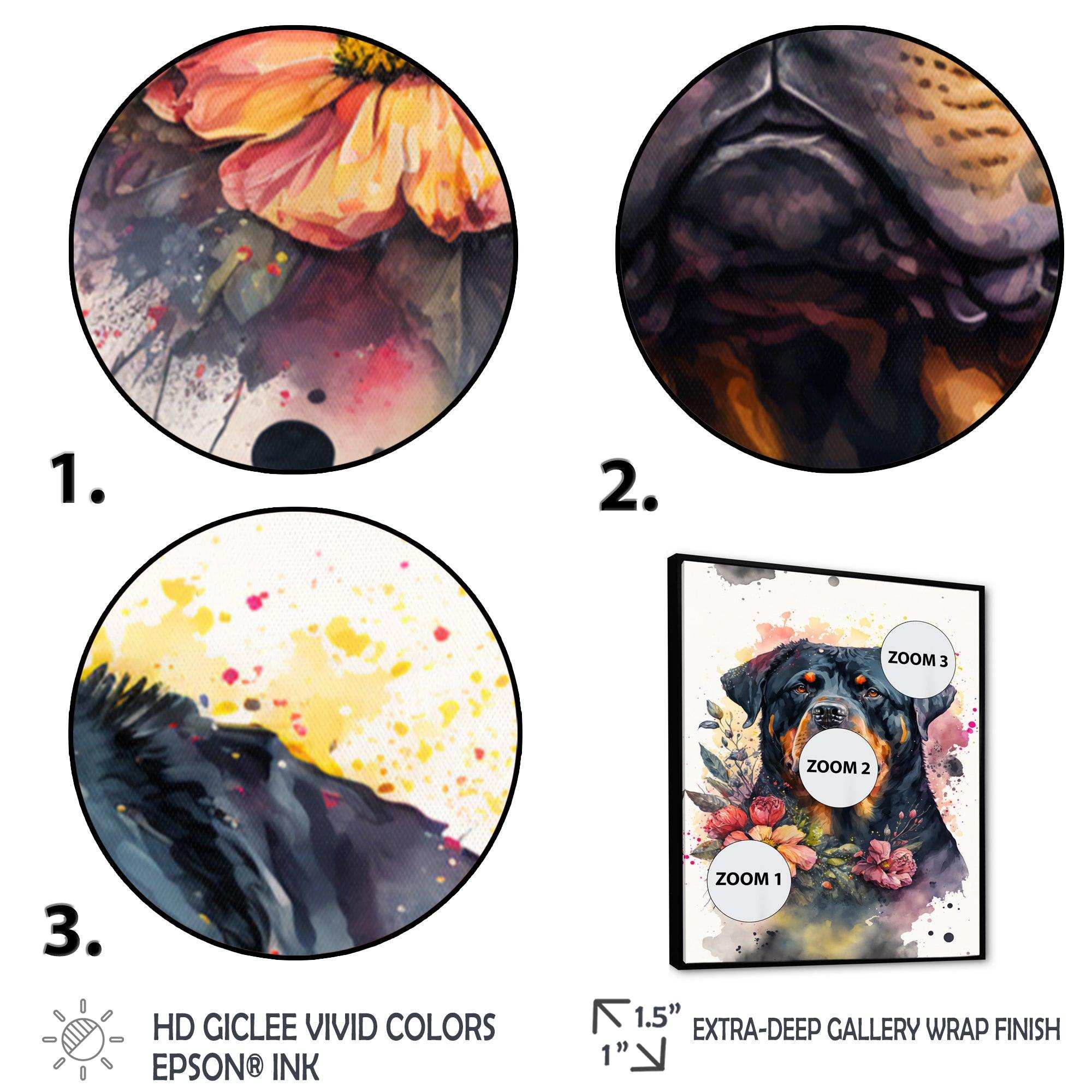 Cute Rottweilers Floral Art I