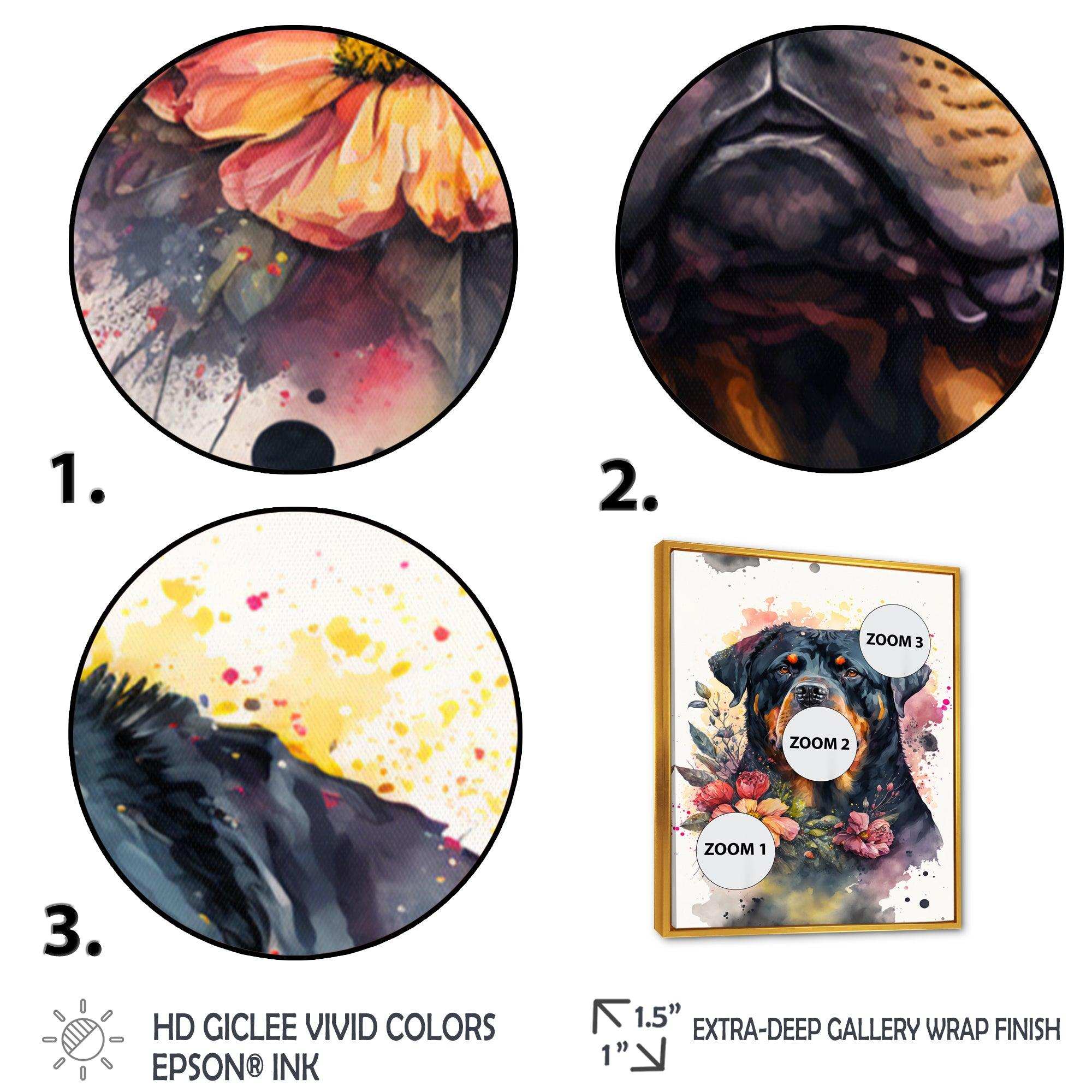 Cute Rottweilers Floral Art I