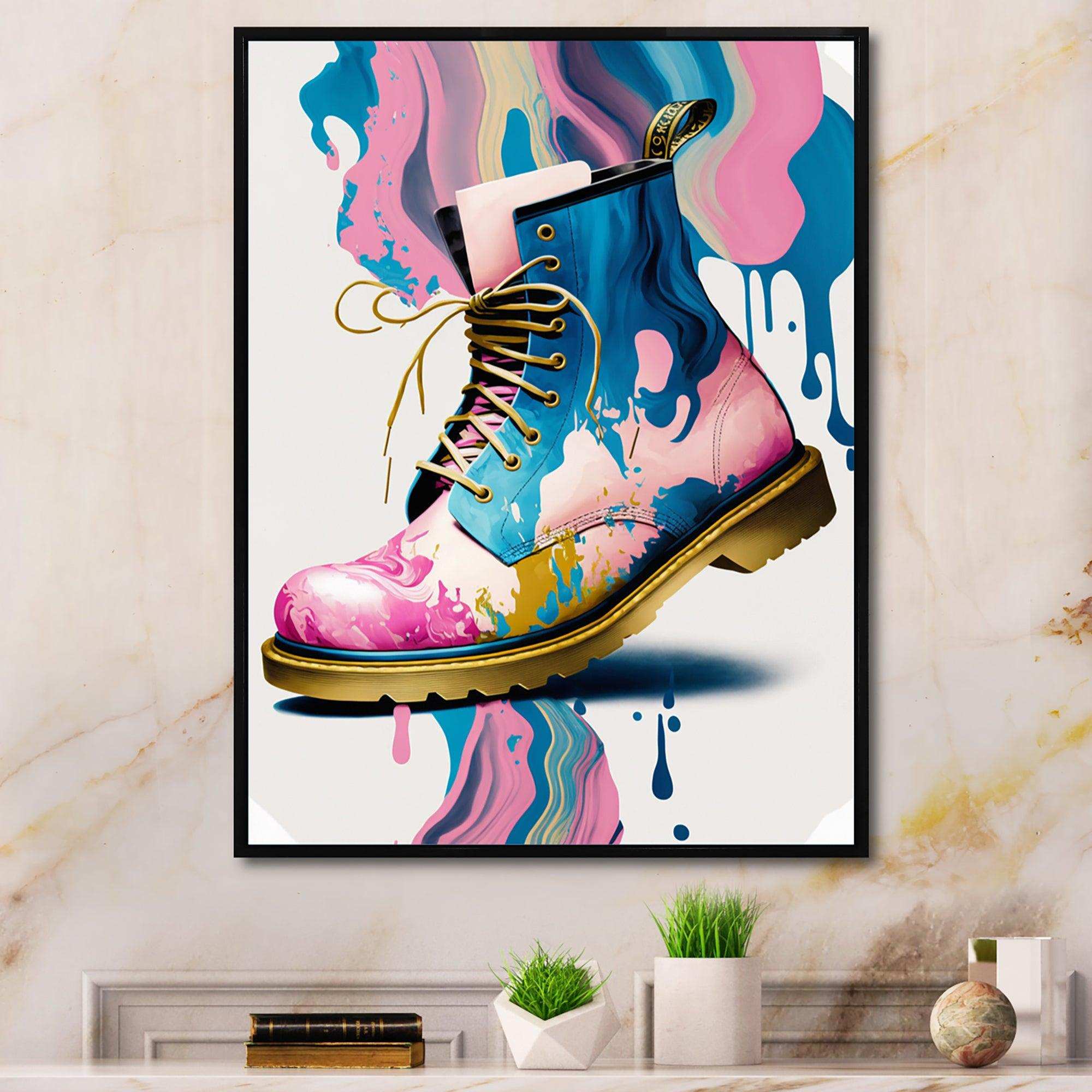Pink And Blue Art Deco Army Shoes II