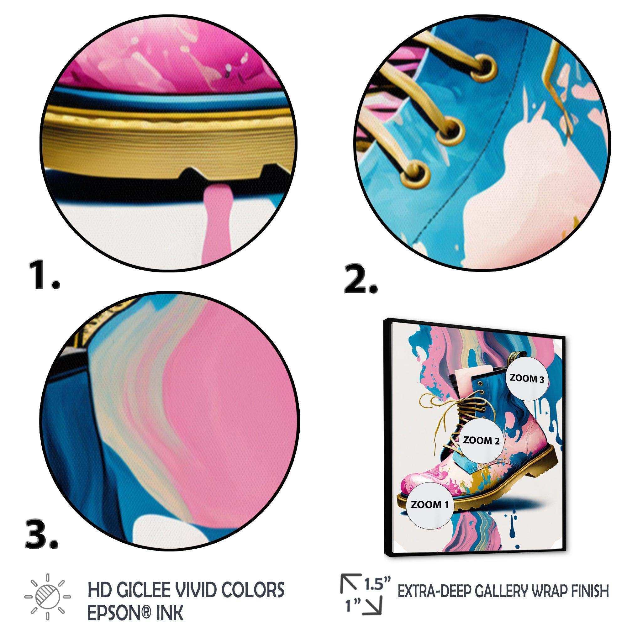 Pink And Blue Art Deco Army Shoes II