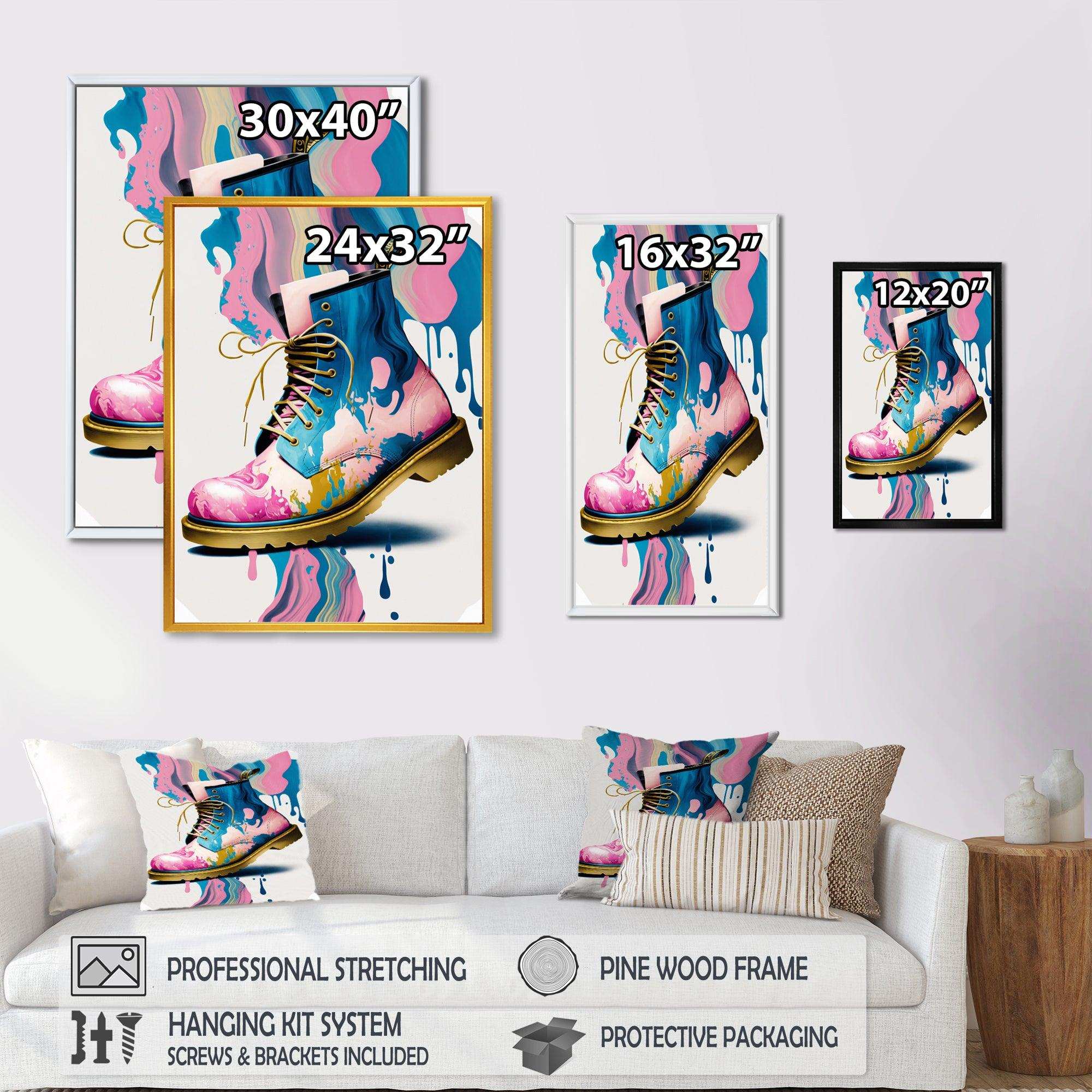 Pink And Blue Art Deco Army Shoes II