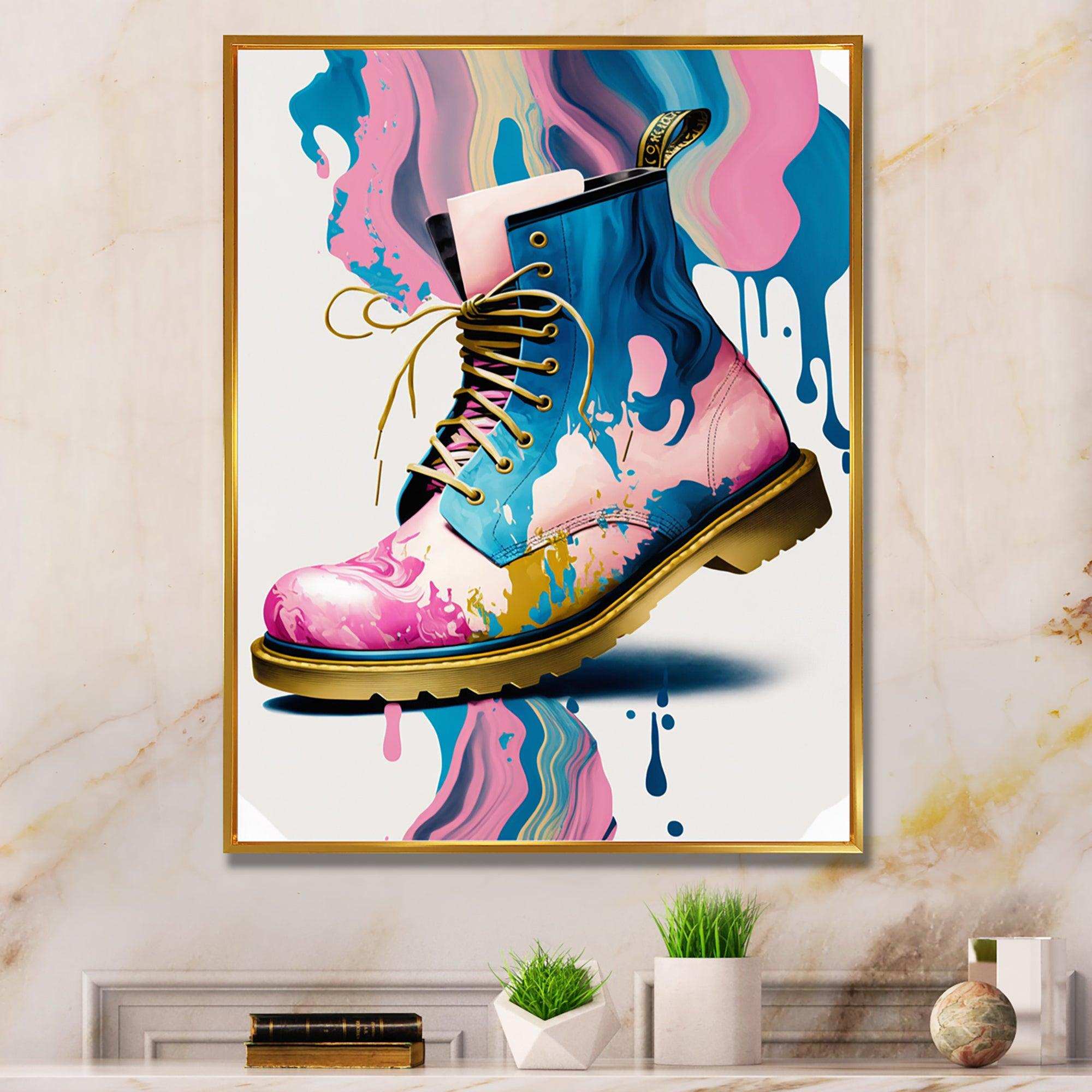 Pink And Blue Art Deco Army Shoes II