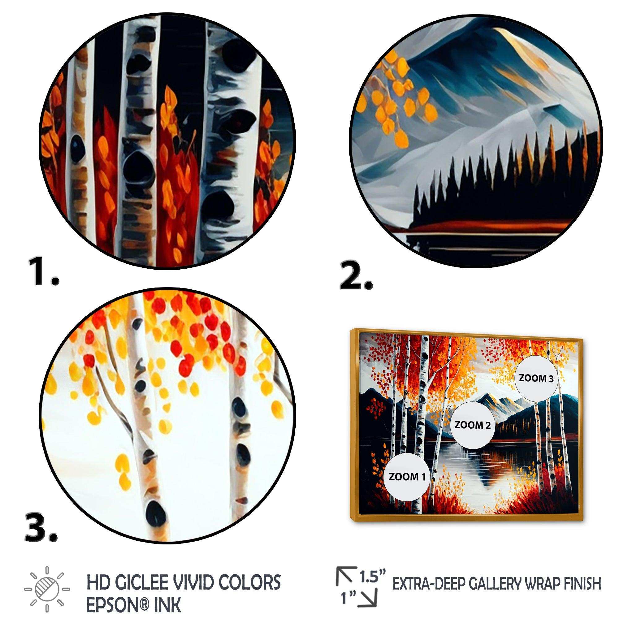 Red And Orange Birch Trees By The Lake I