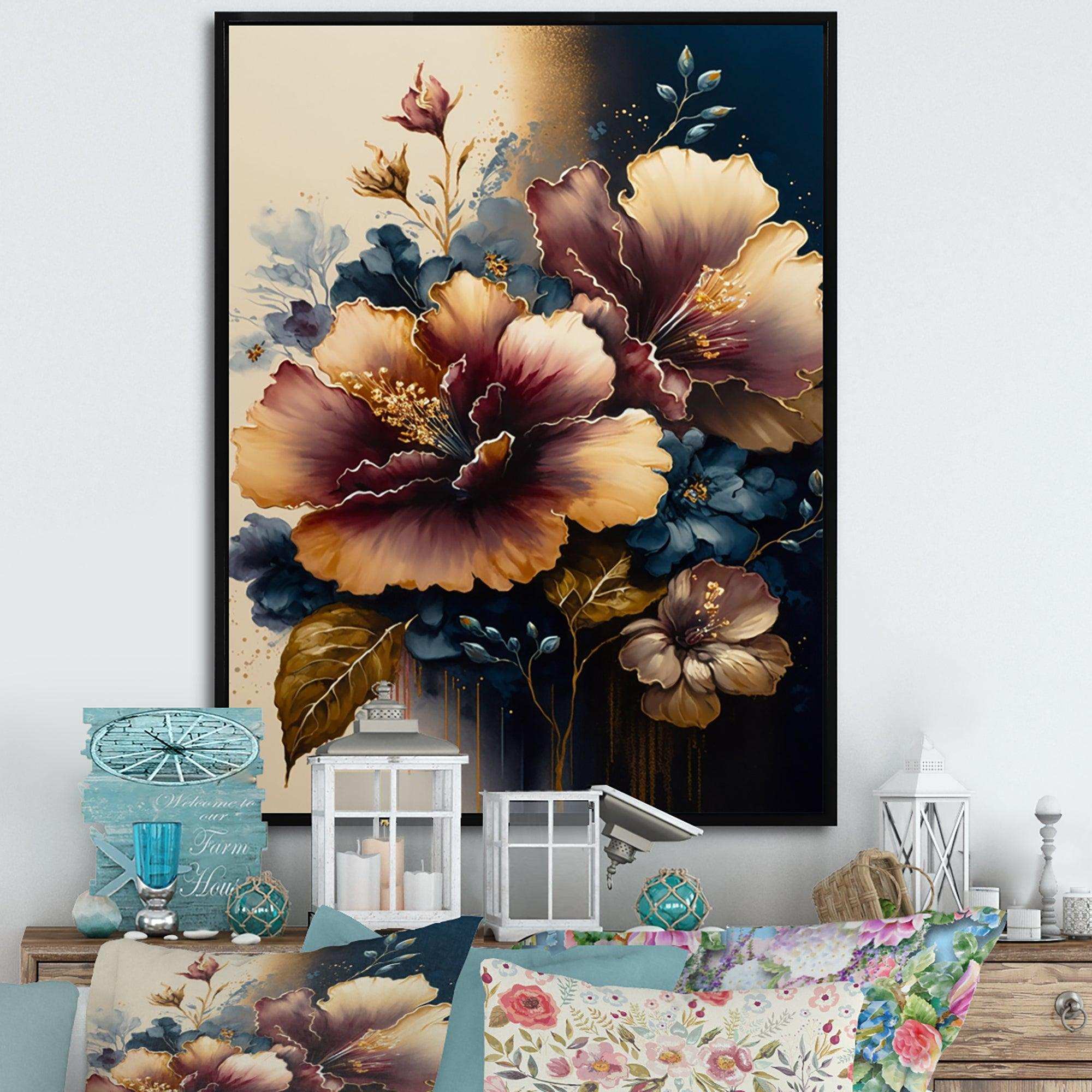 Burgundy And Blue Hibiscus Bunch I