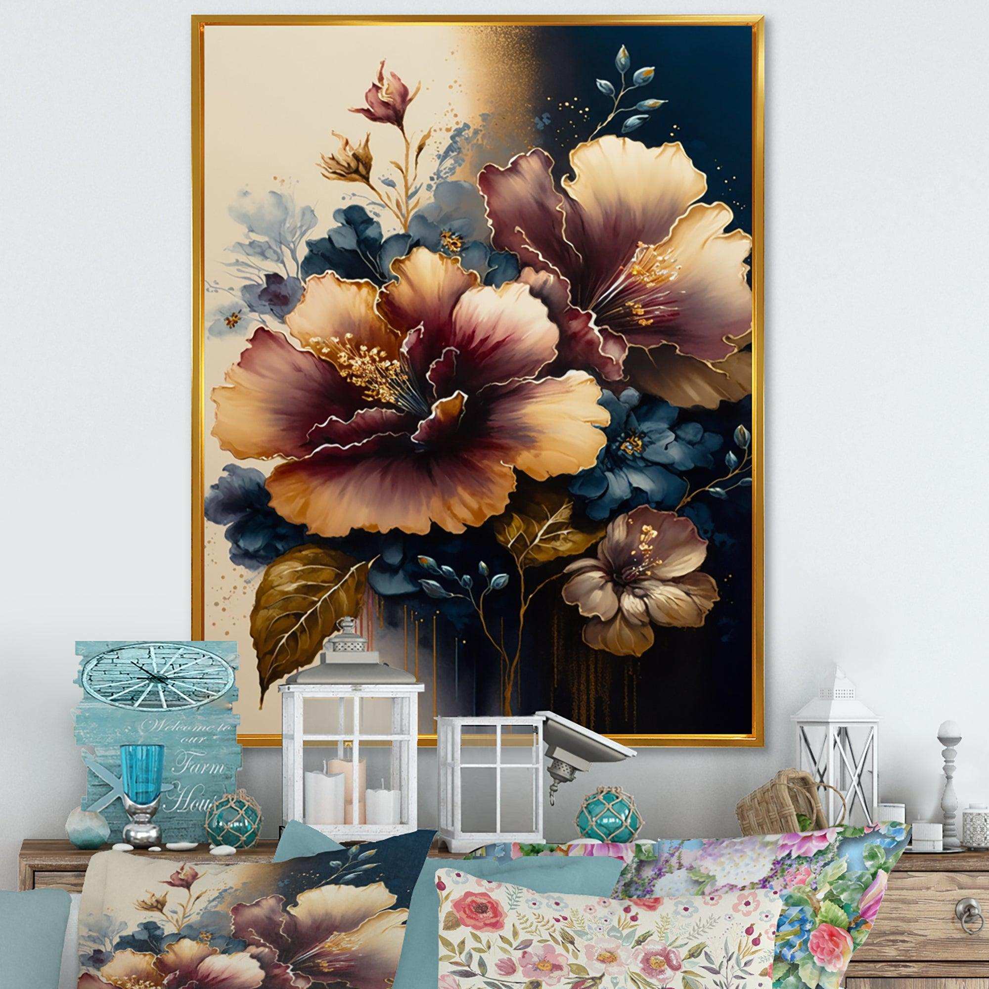 Burgundy And Blue Hibiscus Bunch I