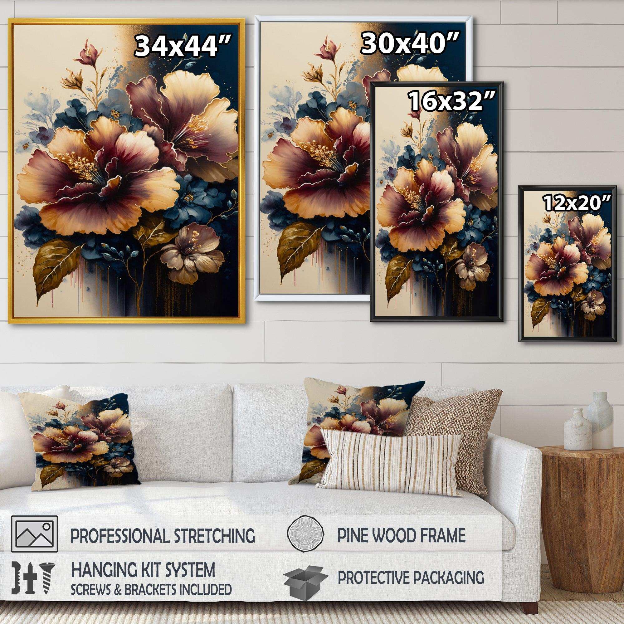 Burgundy And Blue Hibiscus Bunch I