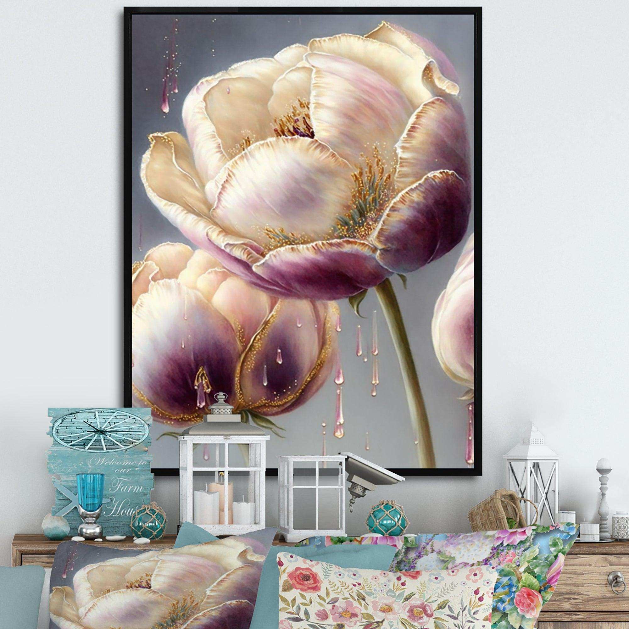 Cream And Purple Tulip II