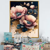 Bold Pink And Blue Poppy Flowers I