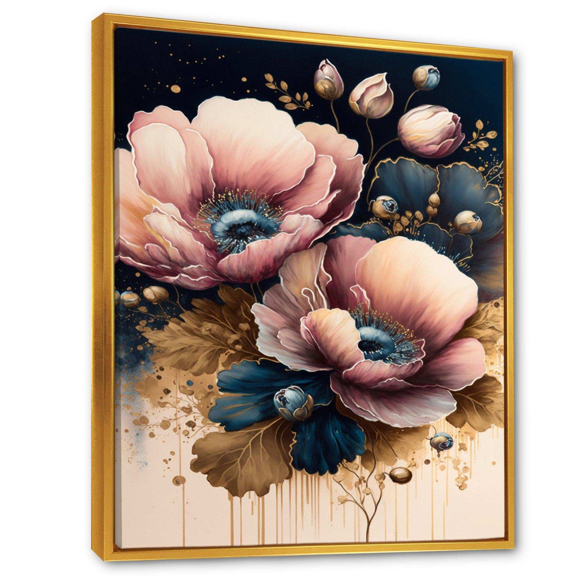 Bold Pink And Blue Poppy Flowers I