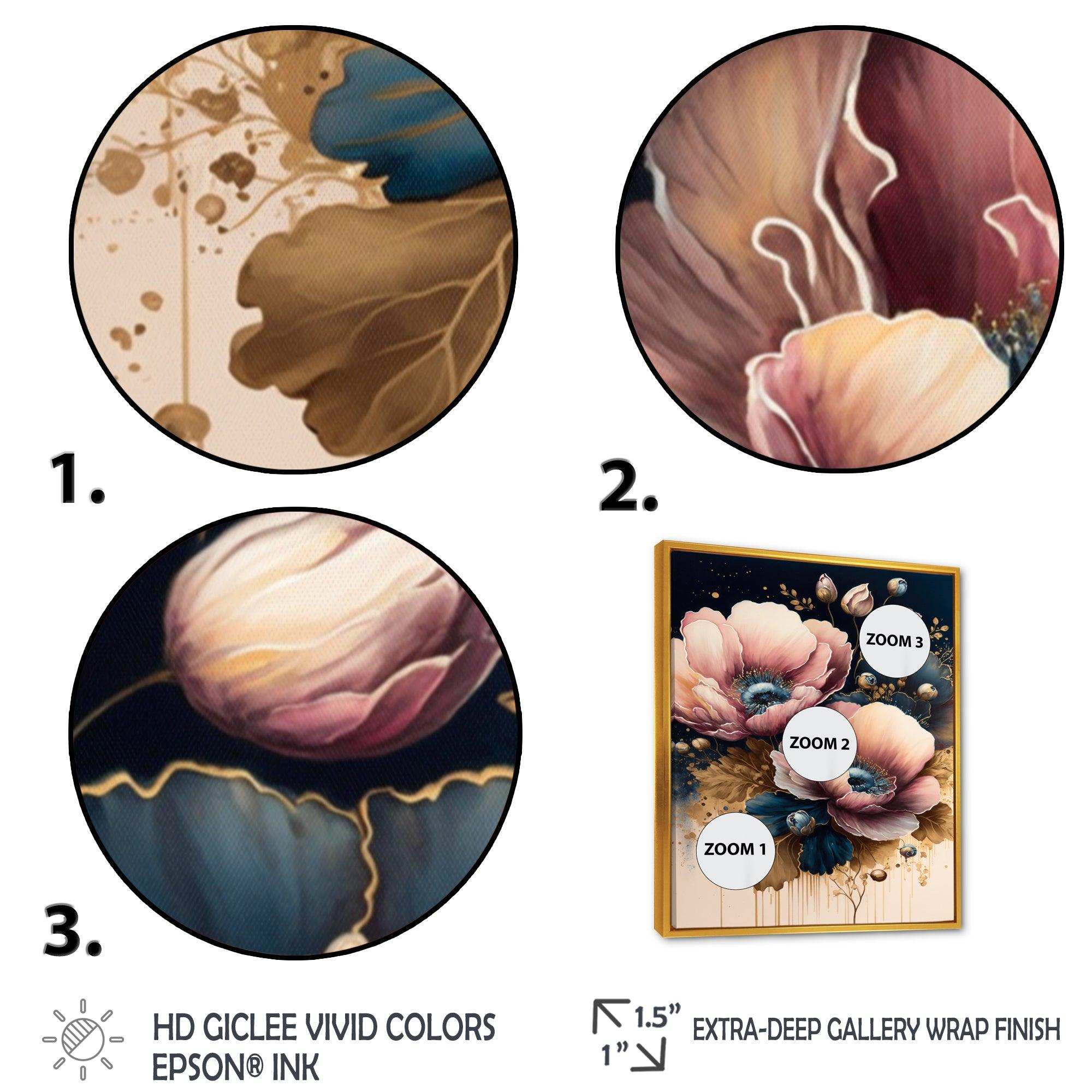 Bold Pink And Blue Poppy Flowers I