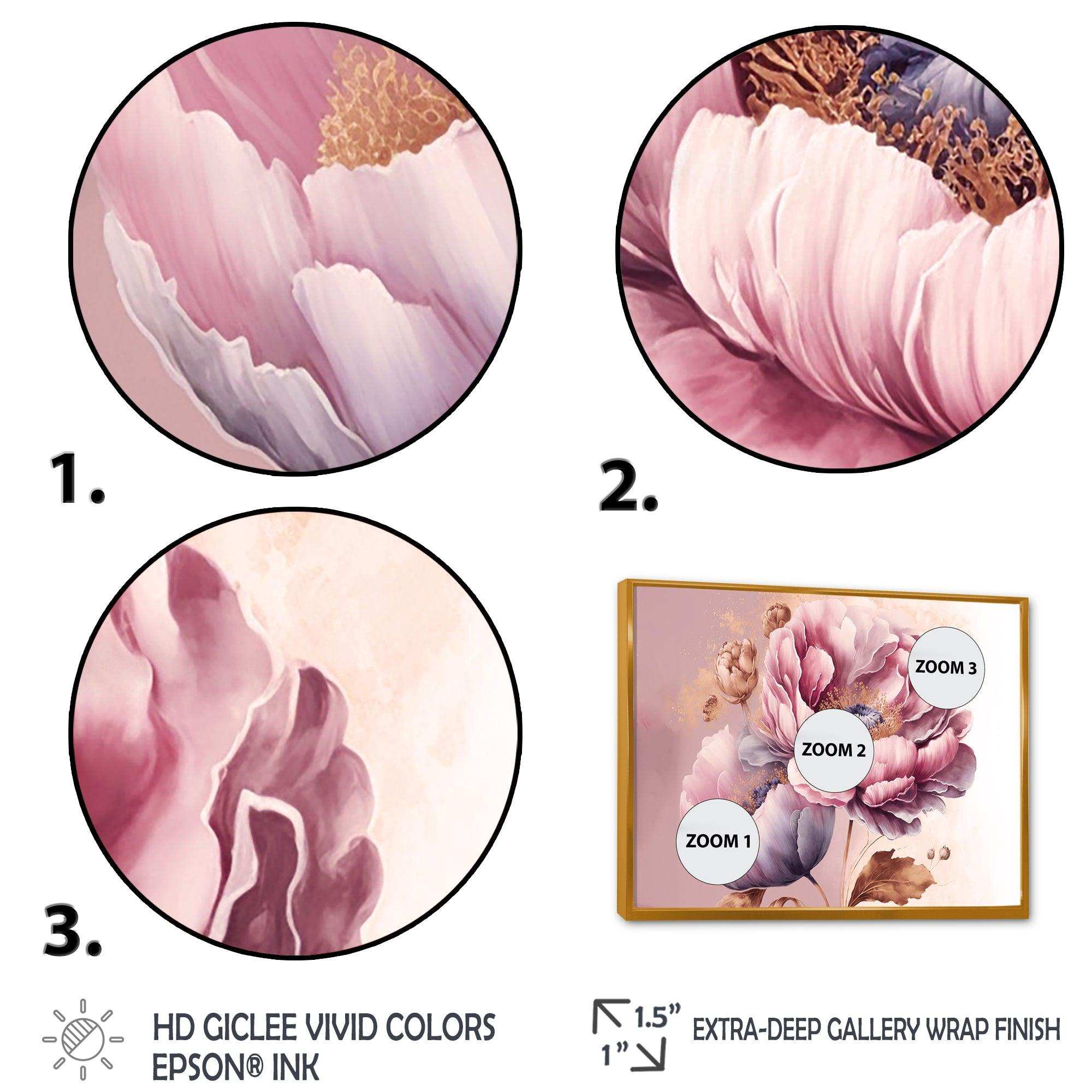 Pink And Gold Poppy Flowers III