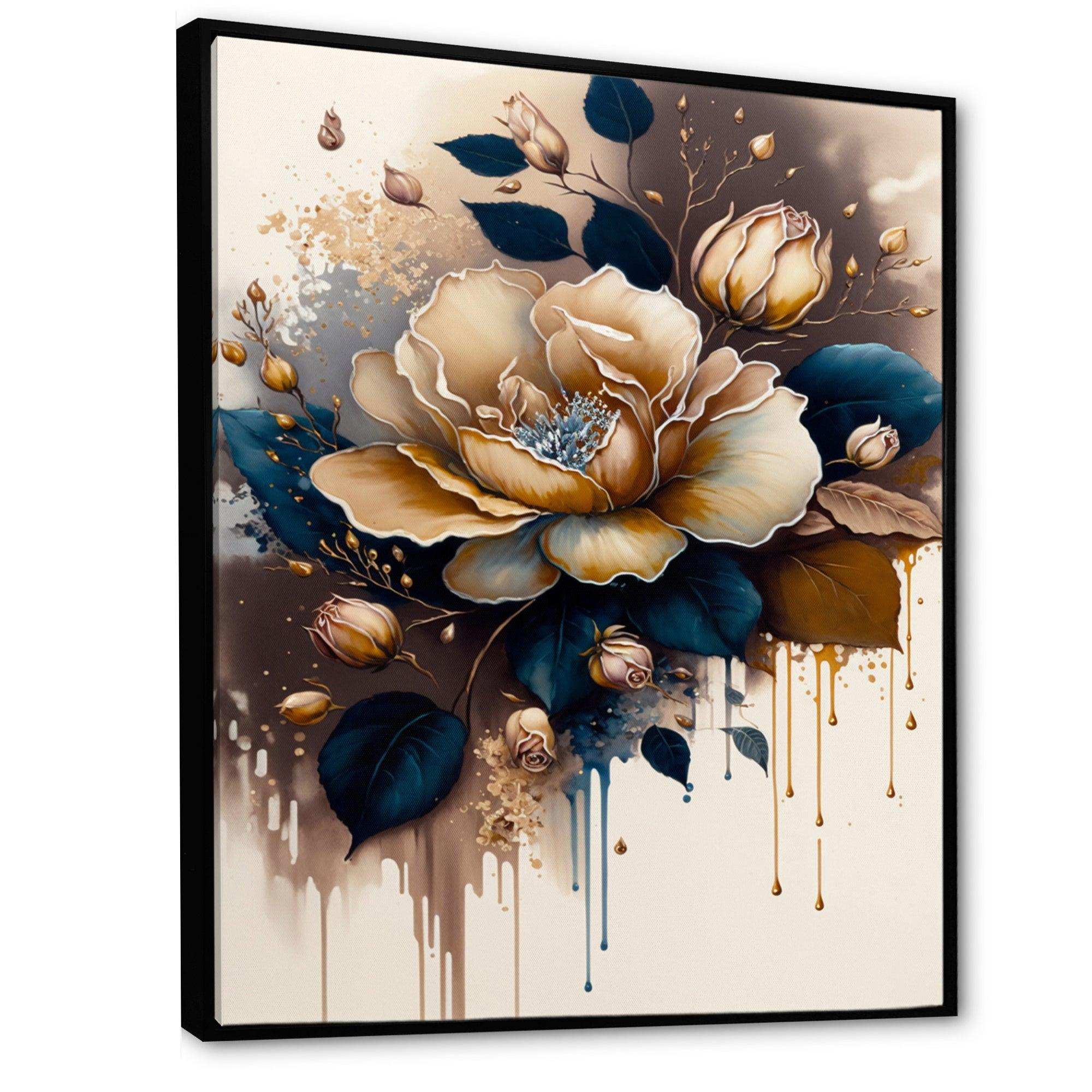 Brown And Blue Rose Design