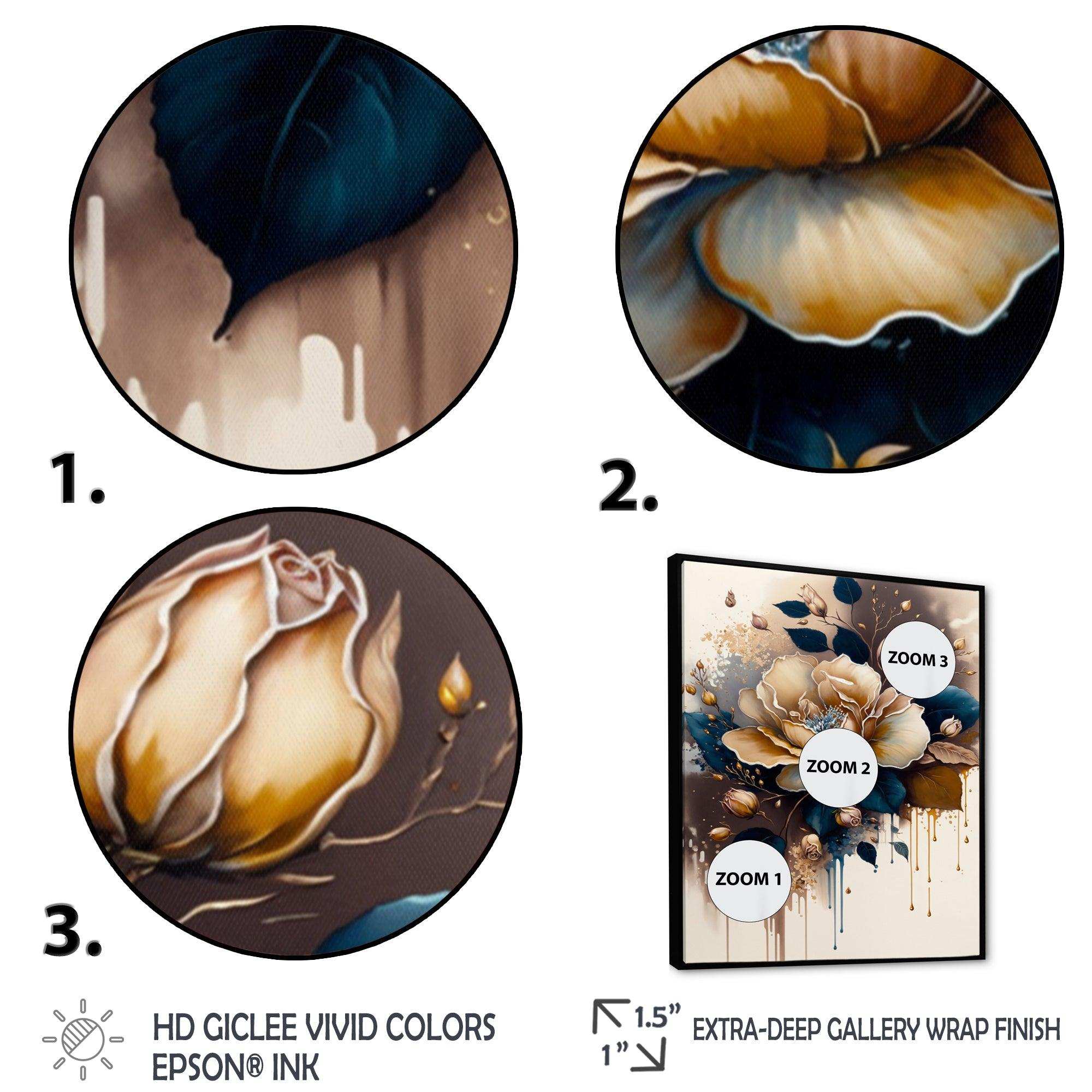 Brown And Blue Rose Design