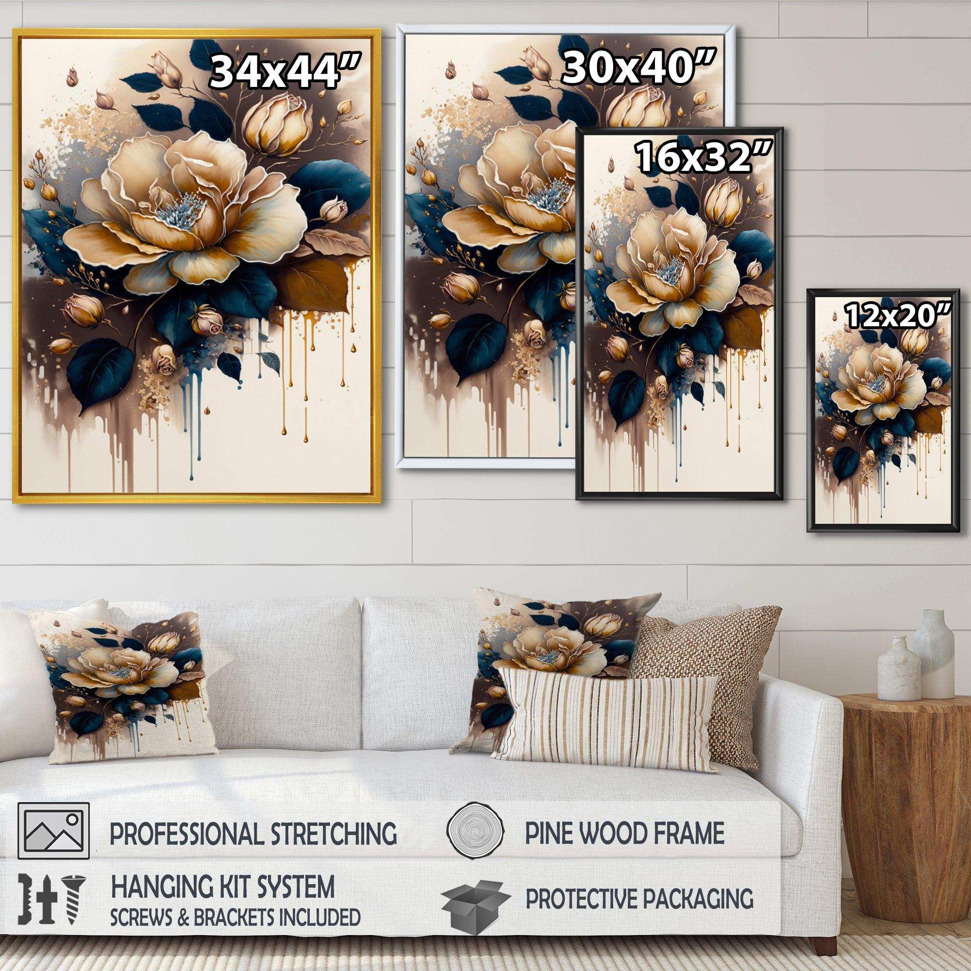 Brown And Blue Rose Design