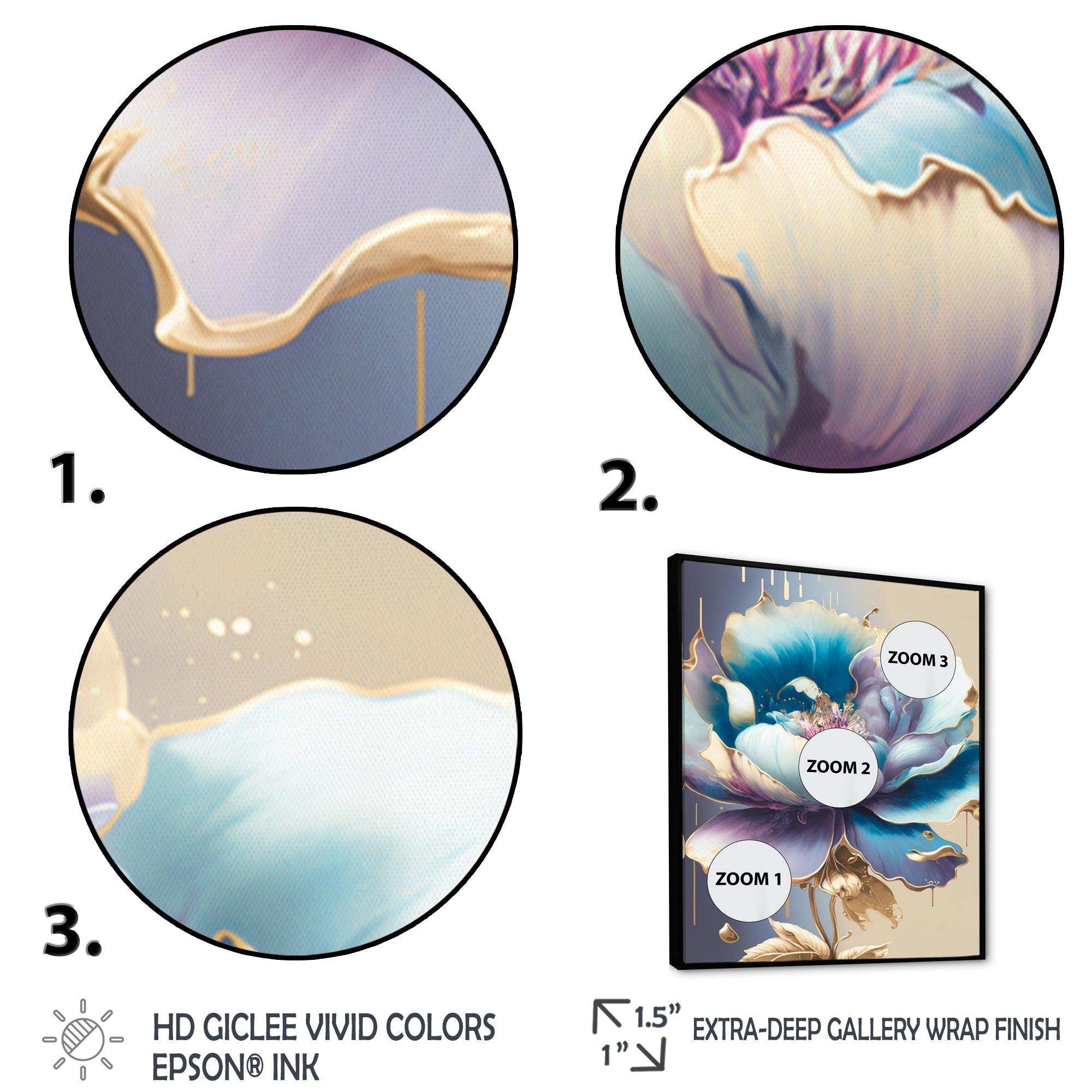 Ice Blue And Purple Watercolor Flower II