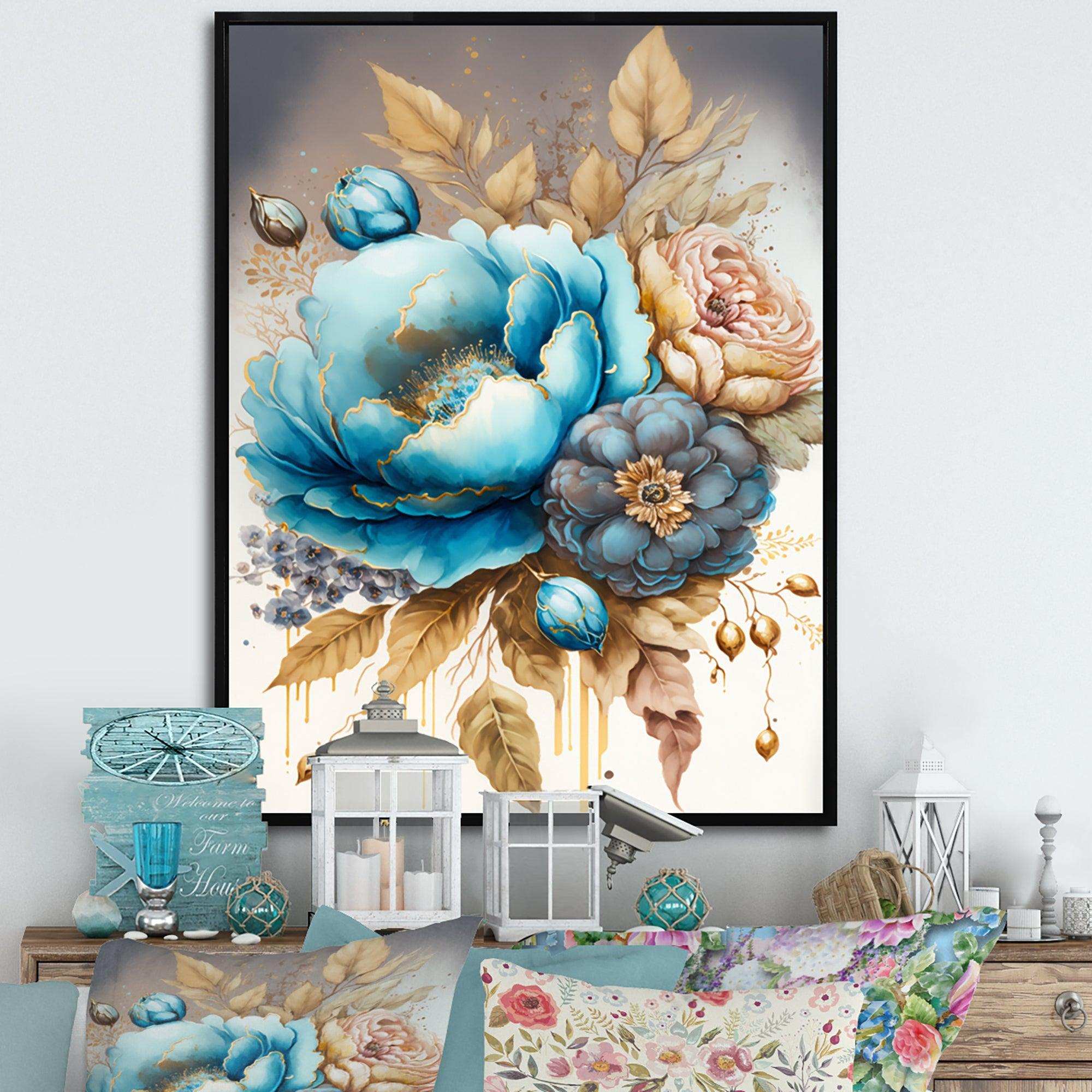 Blue And Gold Mixed Floral Bouquet I