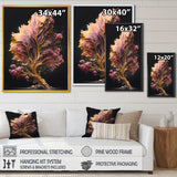 Abstract Pink And Gold Leaves II Framed Canvas Vibrant Black - 1.5Thick