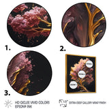 Abstract Pink And Gold Leaves II Framed Canvas Vibrant Gold - 1.5Thick