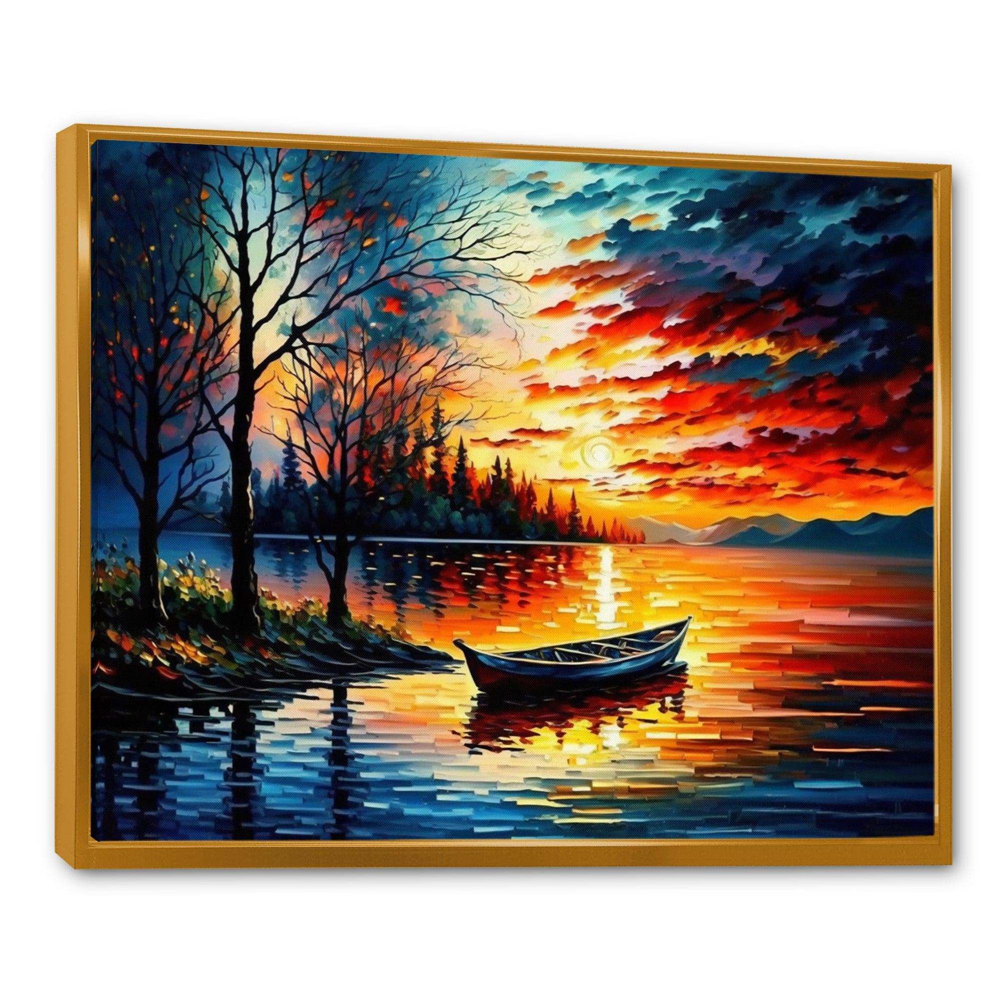 Canoe On The Lake In The Fall