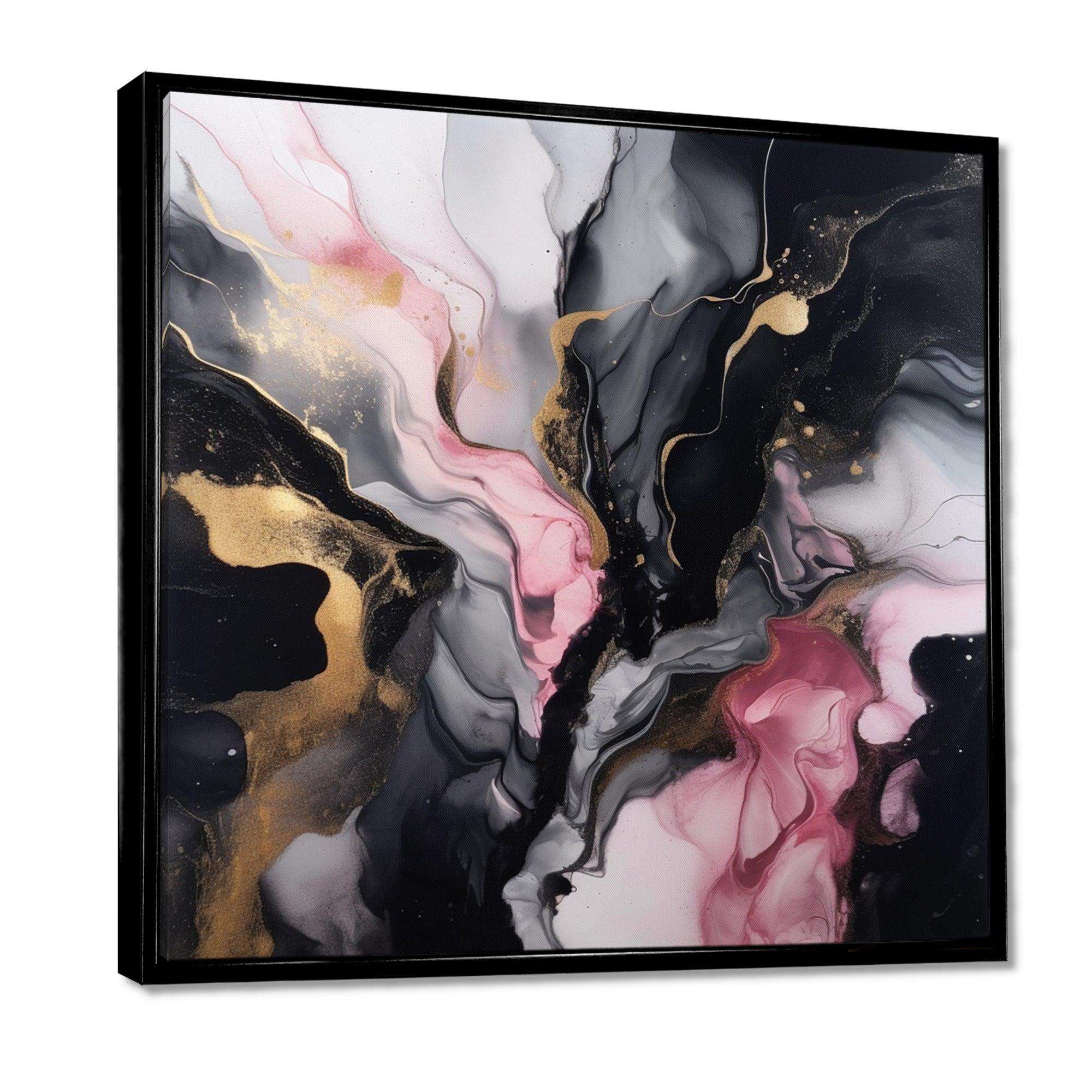Black Gold Marble Splash II - Abstract Canvas Wall Art
