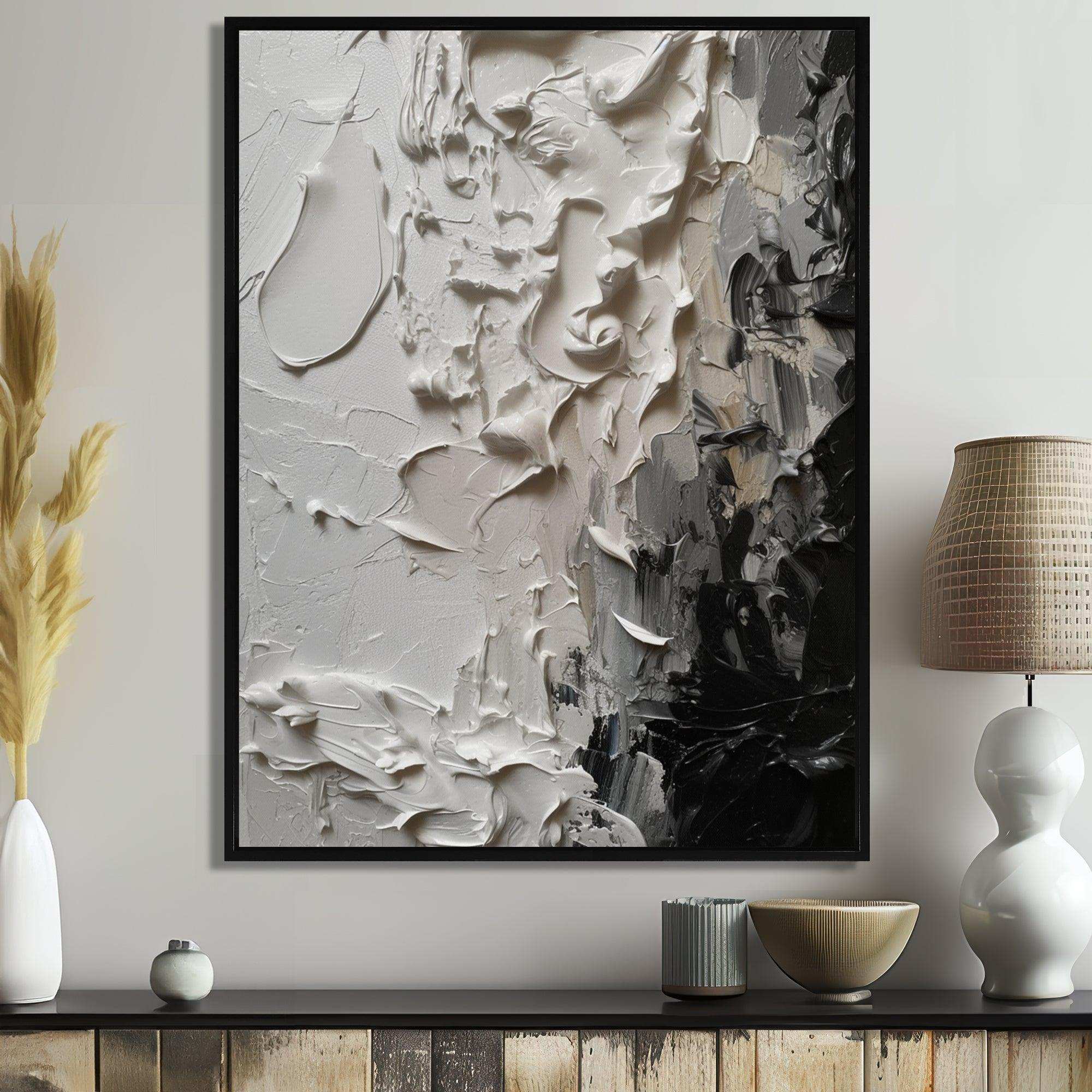 White And Black Tranquility Unleashed IV - Abstract Canvas Wall Art