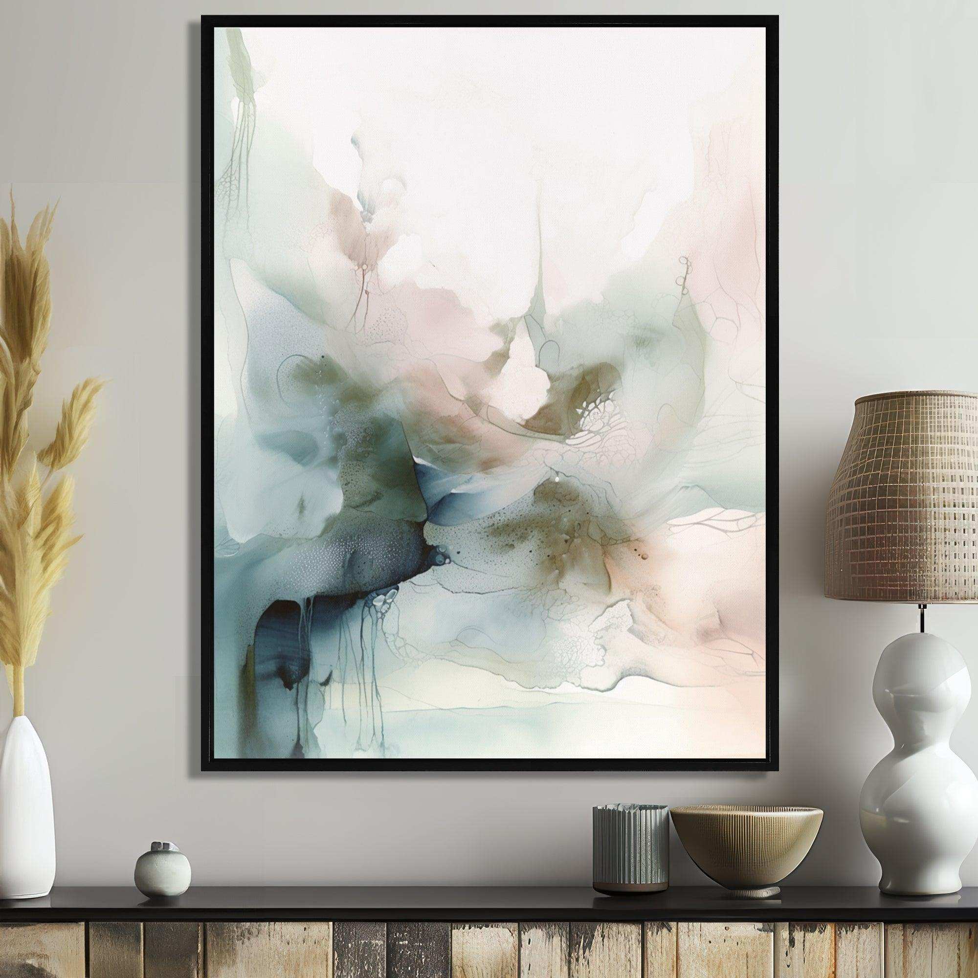 Green And Cream Essence Of Modernity II - Abstract Canvas Wall Art