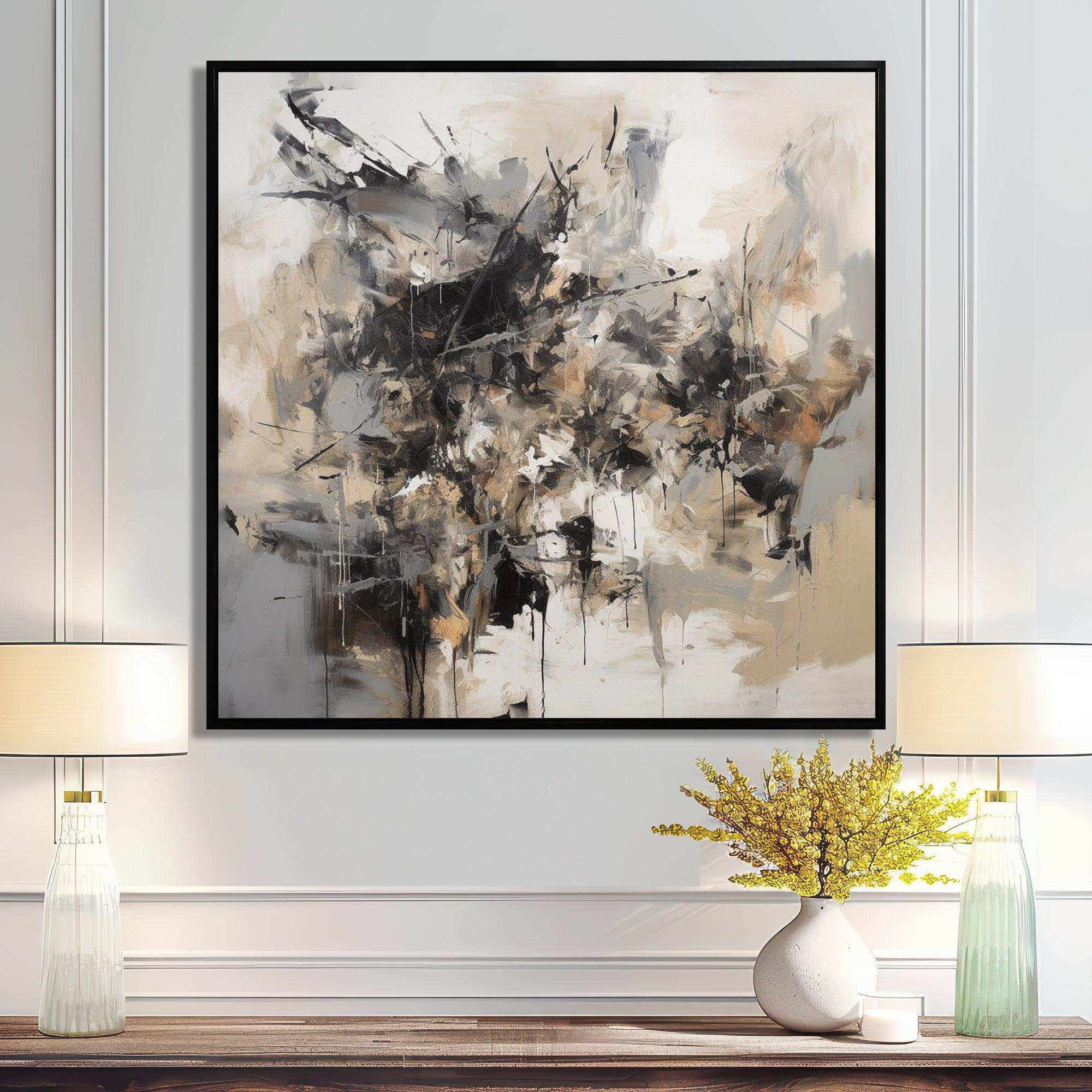 Grey Black Inner Worlds Of Marble III - Abstract Canvas Wall Art