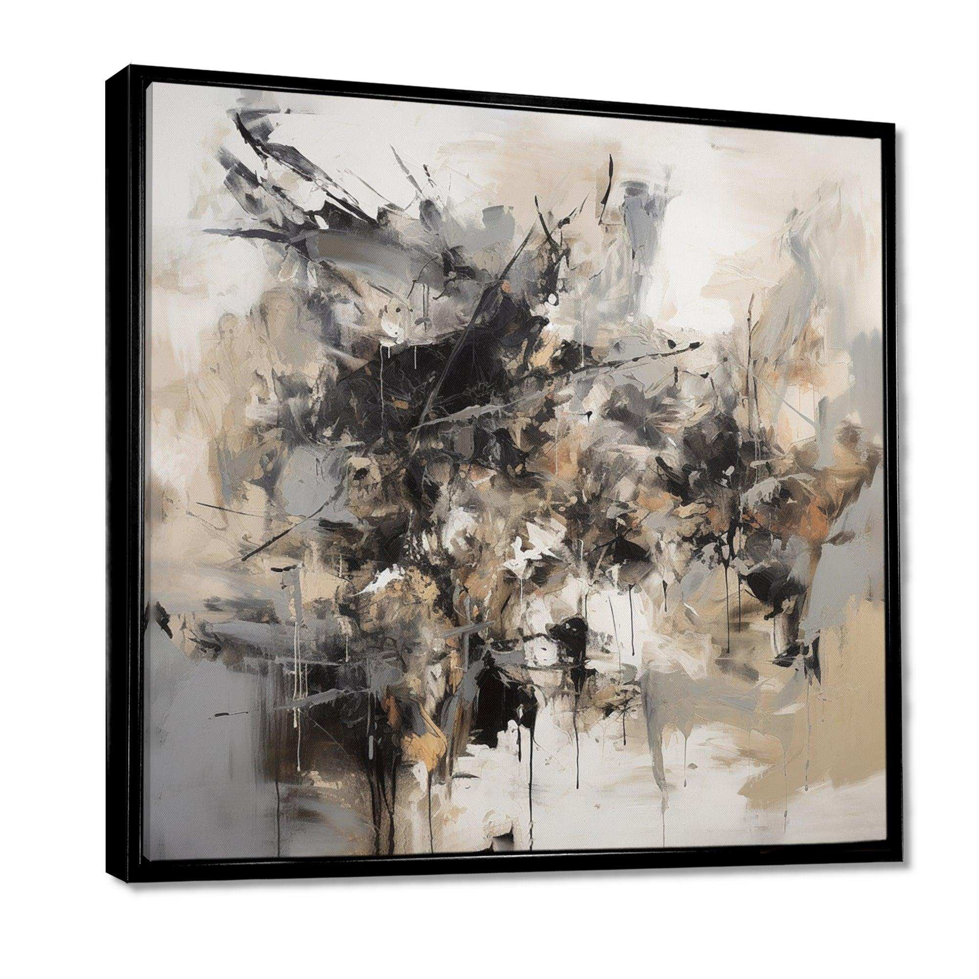 Grey Black Inner Worlds Of Marble III - Abstract Canvas Wall Art