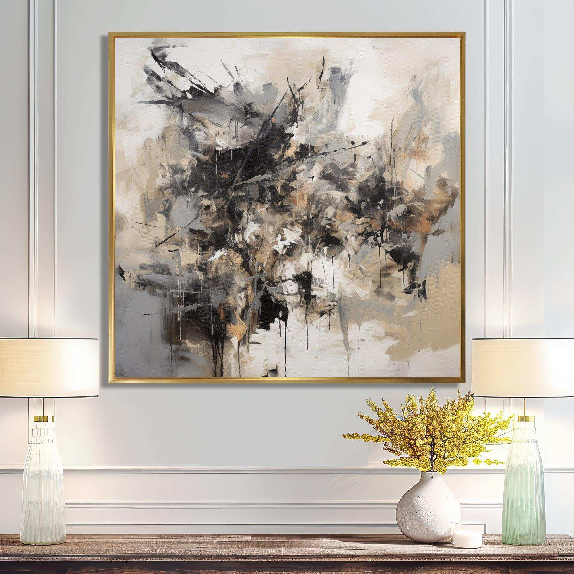 Grey Black Inner Worlds Of Marble III - Abstract Canvas Wall Art