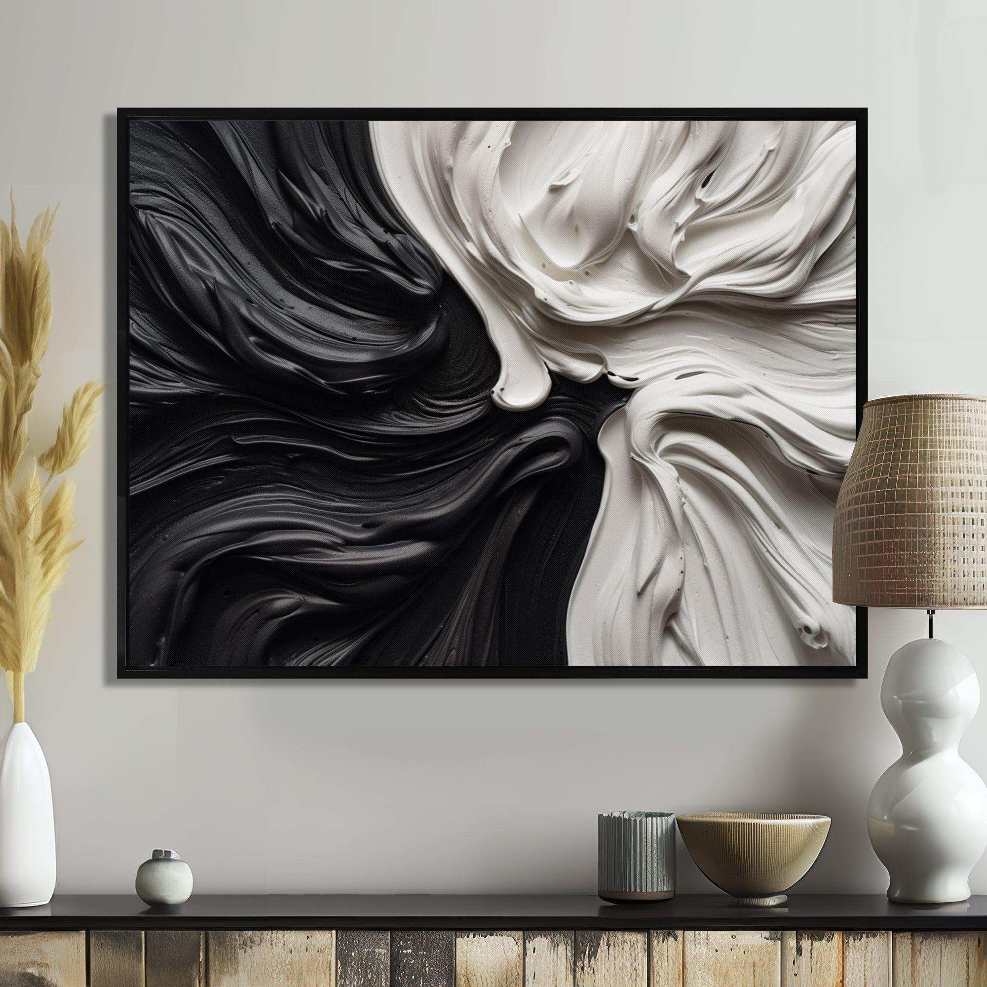 Black White Marbled Dreamscape IV - Abstract Canvas Wall Art