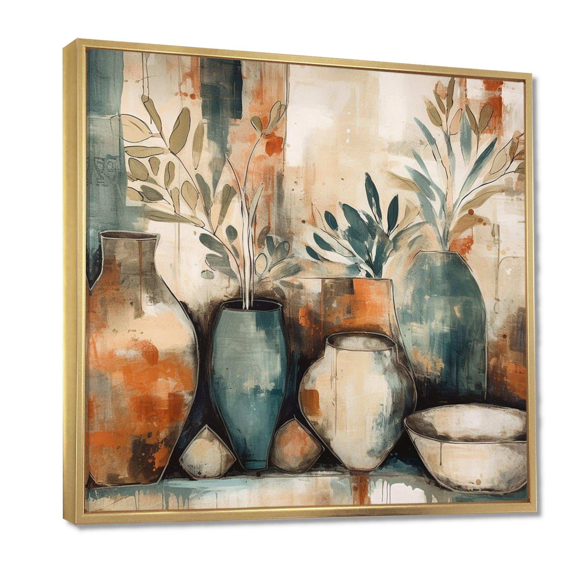Orange And Green Channeling Bohemian Vibes - Geometric Canvas Wall Art