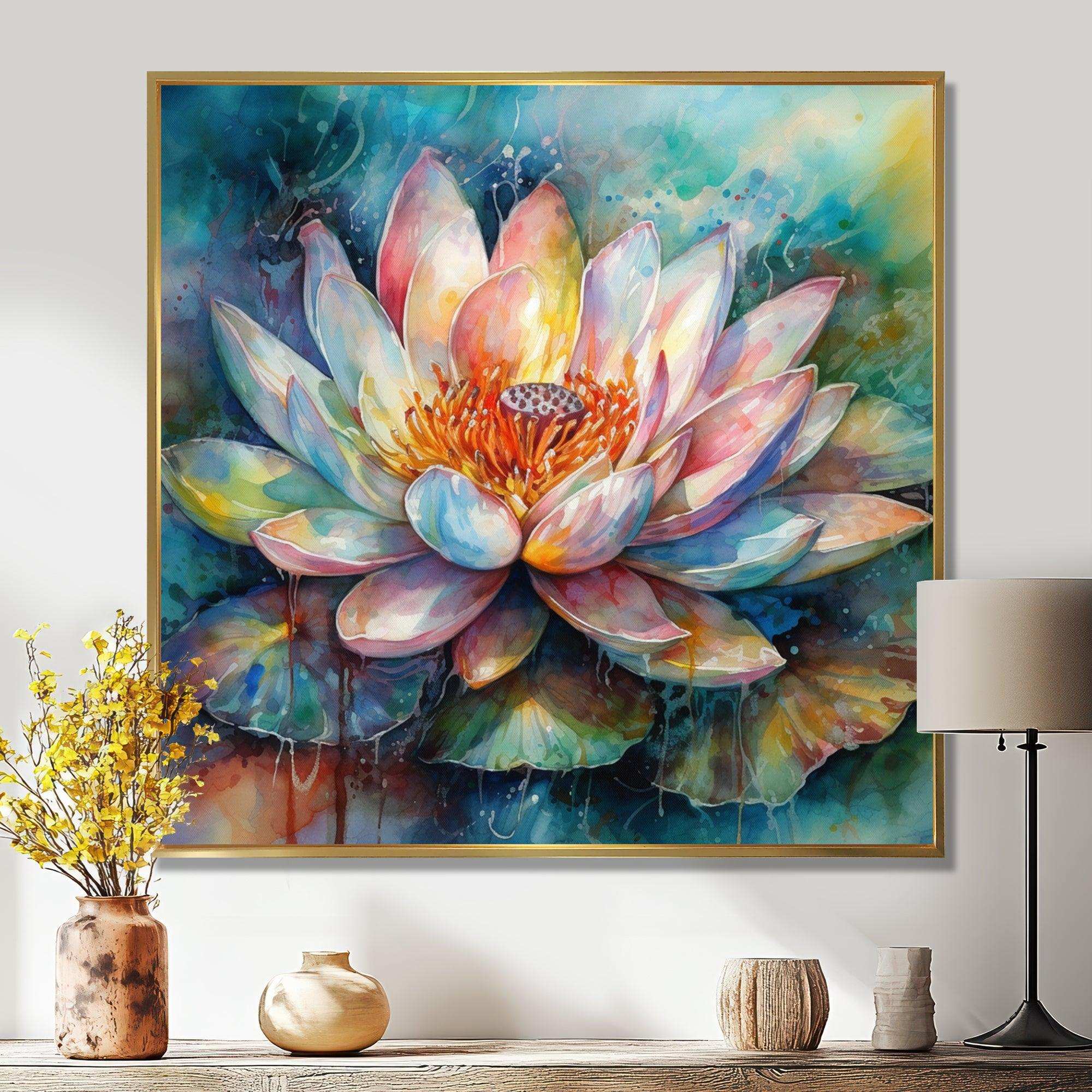 Pink Lotus Floral Dreams II - Floral Canvas Wall Art