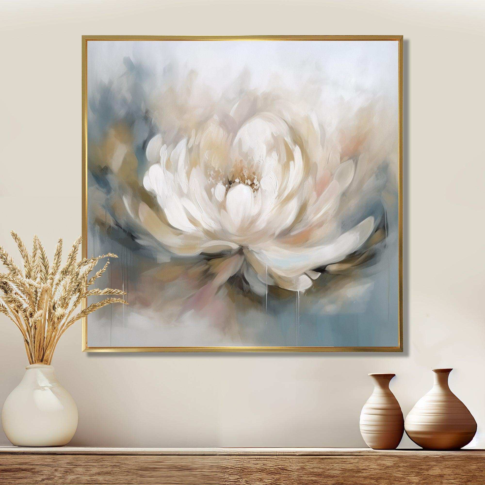 White Lotus Floral Melodies - Floral Canvas Wall Art