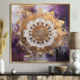 Purple And Gold Mandala II - Geometric Canvas Wall Art