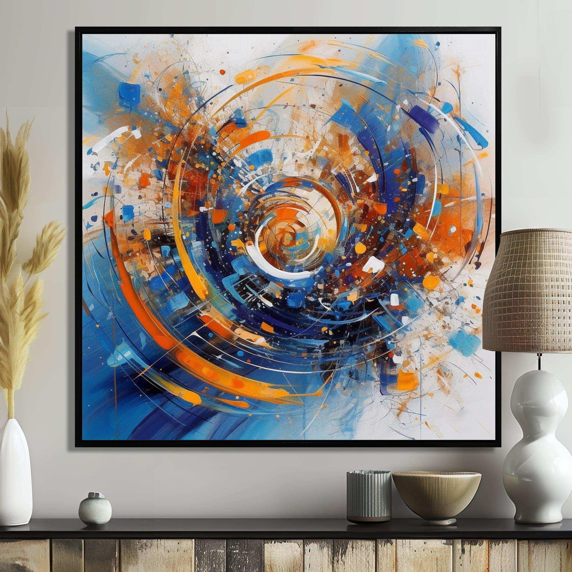 Blue And Orange Space - Landscapes Canvas Wall Art