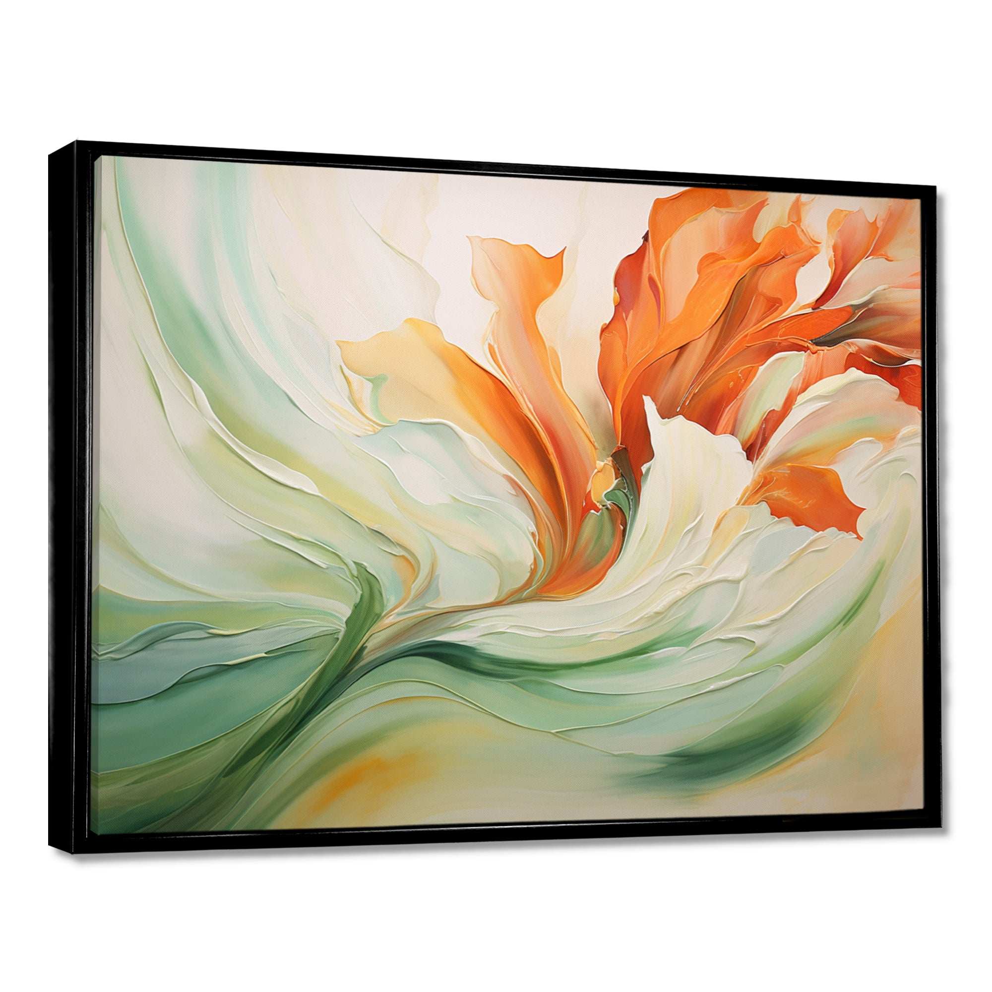 Green Flowing Petals - Abstract Canvas Wall Art